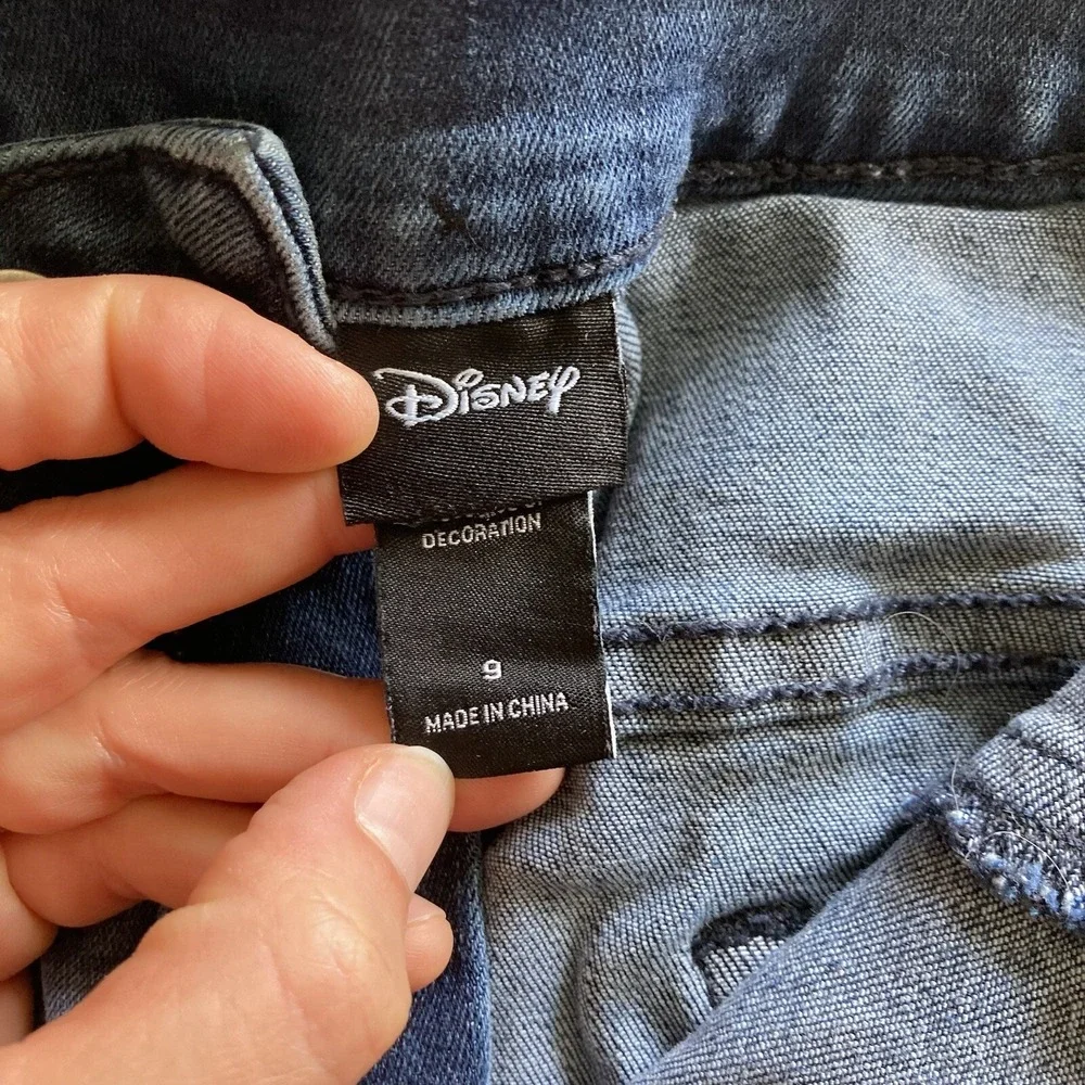 Disney Brand Juniors 9 High Waist (25") Skinny BlueJean Minnie Kisses Mickey - Picture 9 of 16